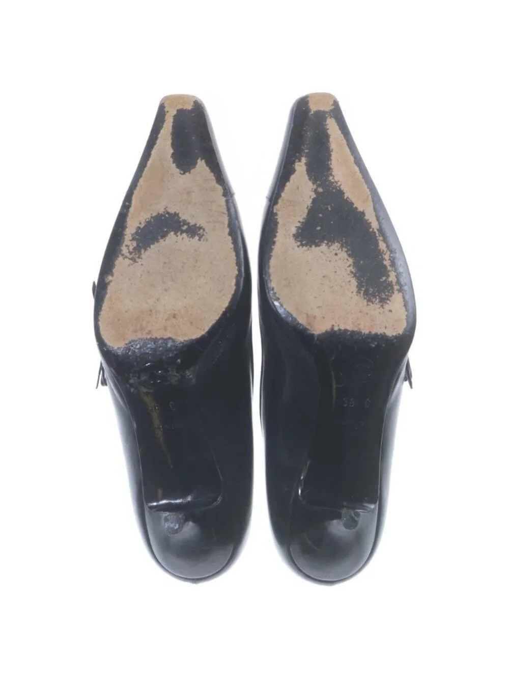 Chanel CC Logo Leather Pumps Heels Black